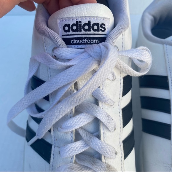 Adidas cloudfoam classic 3 stripe sneakers white black size 10.5 - Picture 8 of 11